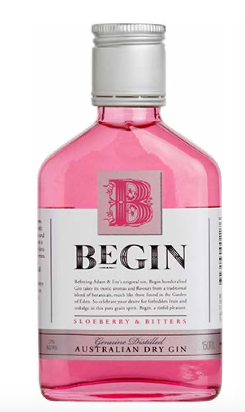 Bottle of Begin Sinfully Sweet Pink Gin 50ml