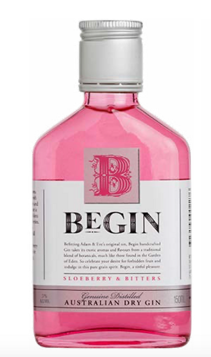 Bottle of Begin Sinfully Sweet Pink Gin 50ml